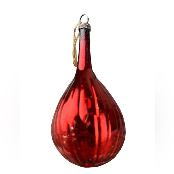 Antique Vintage Blown Mercury Glass Red Mandolin instrument Christmas Ornament - Picture 3 of 7